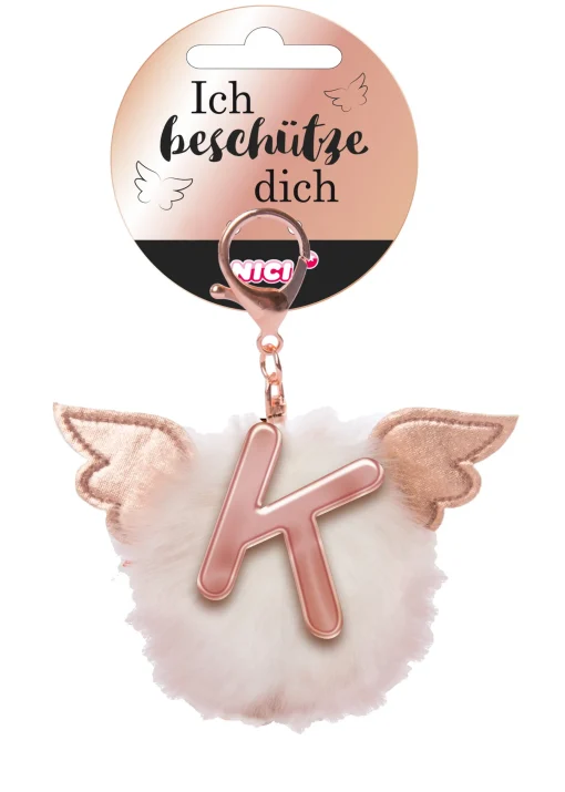 Bag pendant Angel PomPom letter K