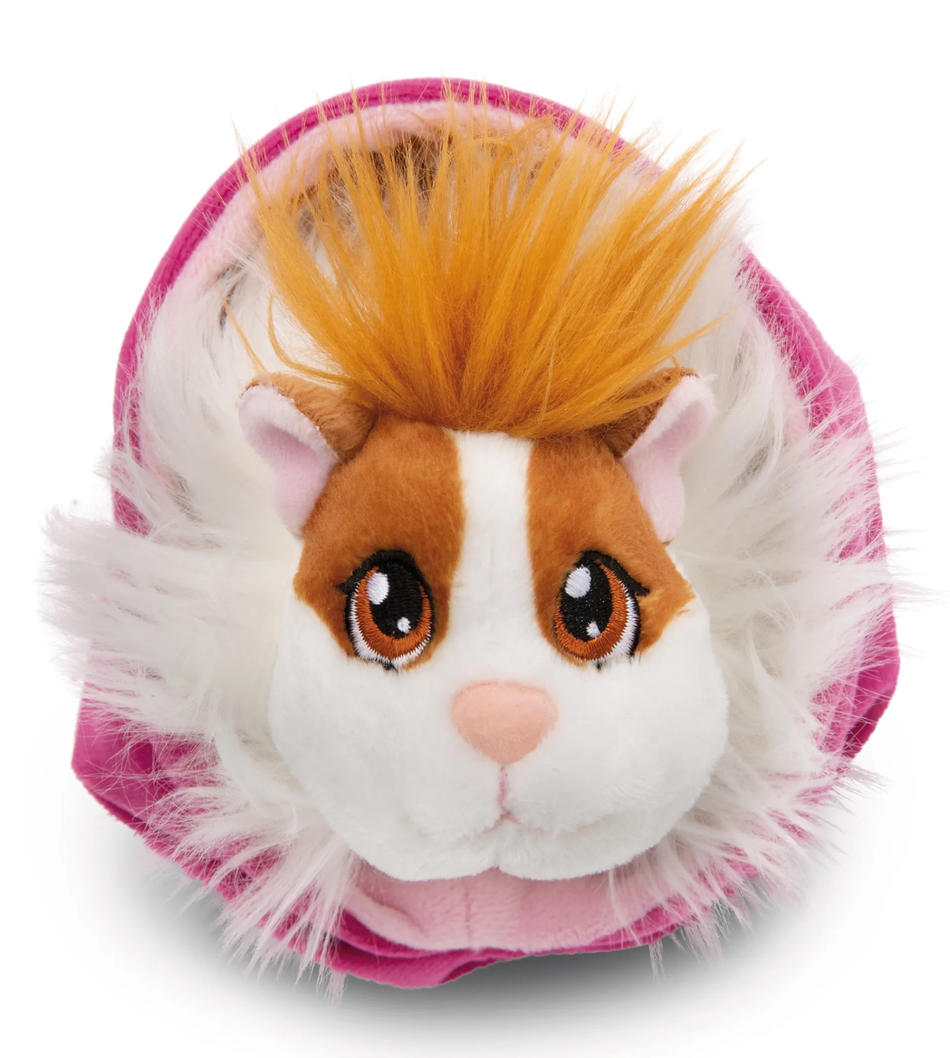 Caramell-white soft toy guinea pig in basket