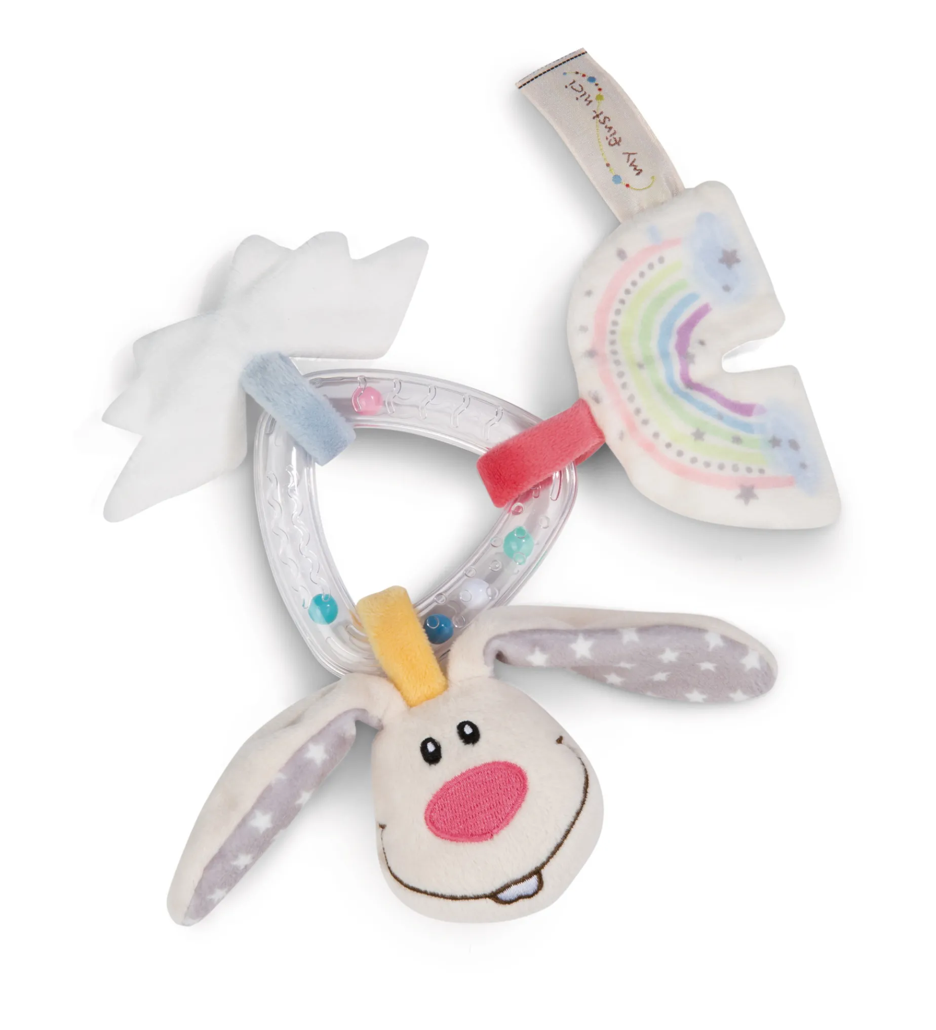 Comforter and rattle ring Guardian-Bunny"Dein Schutzengel" in gift box