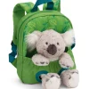 Green Backpack with soft toy koala