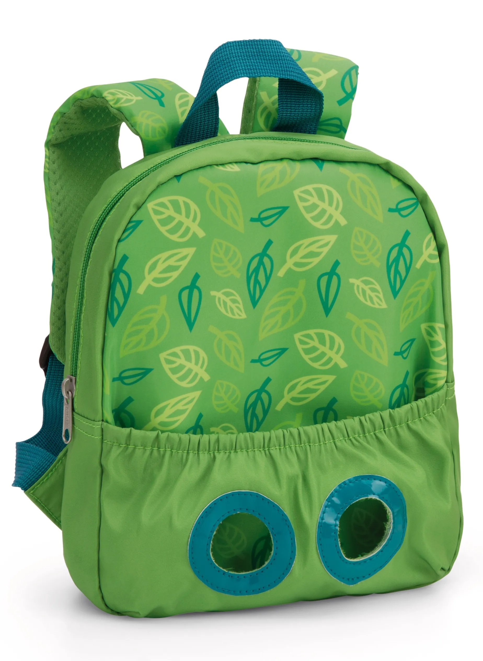 Green Backpack with soft toy red panda