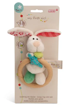 Griffin bunny Tilli with wooden ring and bell