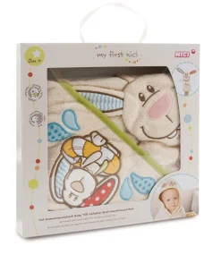 Hooded Bath Towel Rabbit Tilli with washing mitt in gift box