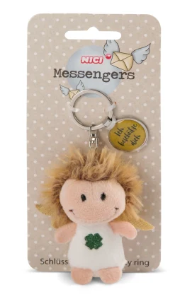 Keyholder angel with cloverleaf with pendant "Ich beschütze dich"