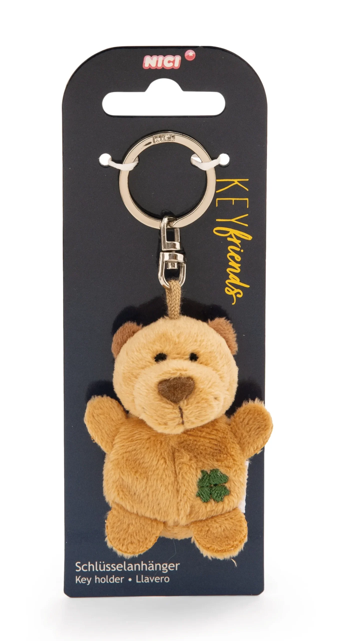 Keyholder beige bear with cloverleaf