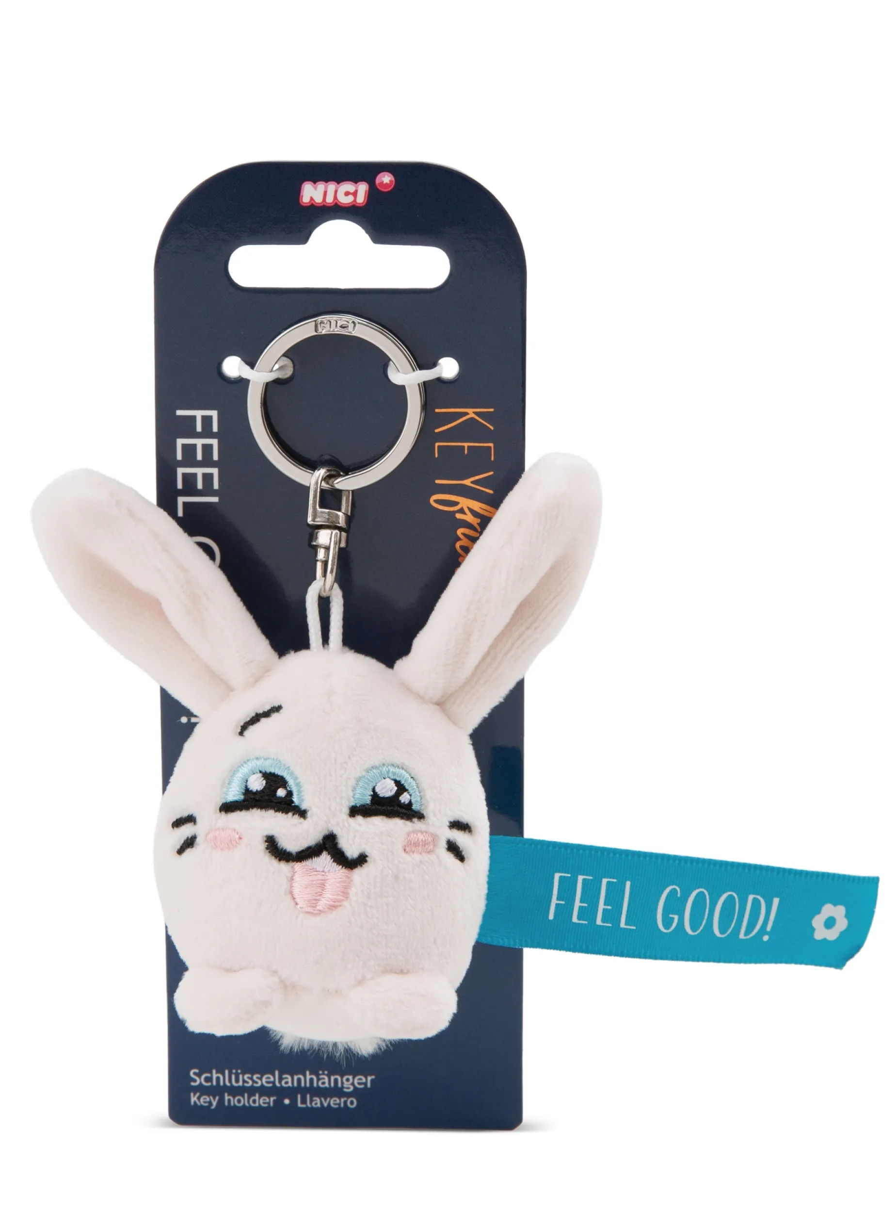 Keyholder Blue rabbit "Feel Good!"