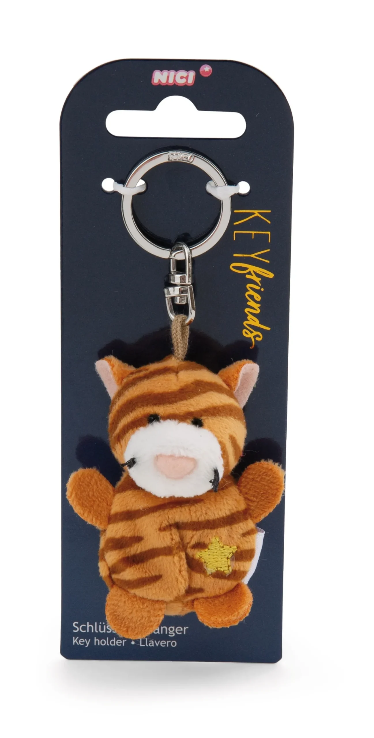 Keyholder brown striped cat with star