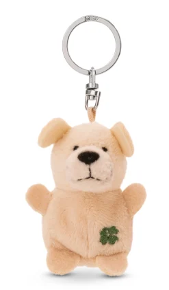 Keyholder dog beige with cloverleaf