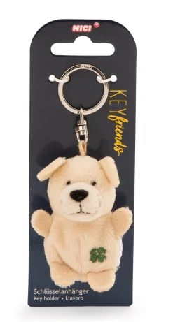 Keyholder dog beige with cloverleaf