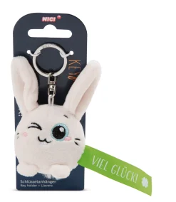 Keyholder Green rabbit "Viel Glück!"