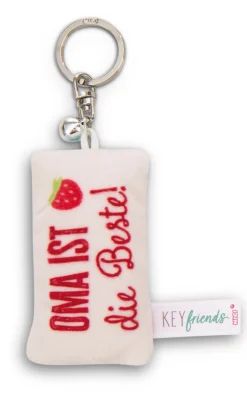 Keyholder mini plush cushion "Oma ist die Beste!" w. bell