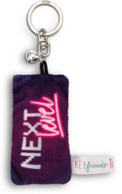 Keyholder mini plush cushion "Next level" w. bell