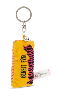 Keyholder mini plush cushion "Bereit für Schabernack" w. bell