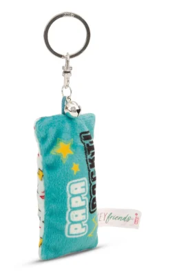 Keyholder mini plush cushion "Papa rockt!" w. bell
