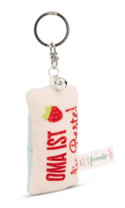 Keyholder mini plush cushion "Oma ist die Beste!" w. bell