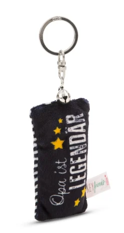 Keyholder mini plush cushion "Opa ist legendär" w. bell