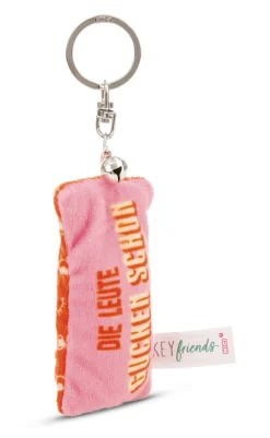 Keyholder mini plush cushion "Die Leute gucken schon" w. bell