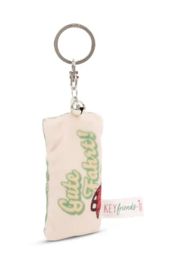 Keyholder mini plush cushion "Gute Fahrt!" w. bell
