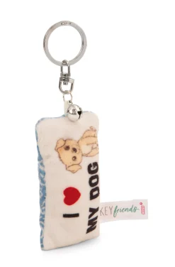 Keyholder mini plush cushion "I Herz my dog" w. bell