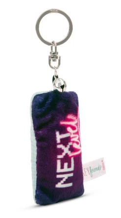 Keyholder mini plush cushion "Next level" w. bell