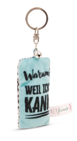 Keyholder mini plush cushion "Warum? Weil ichs kann" w. bell