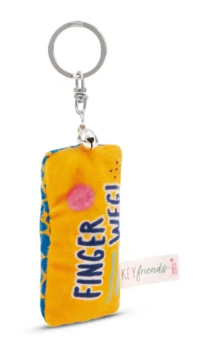 Keyholder mini plush cushion "Finger weg!" w. bell