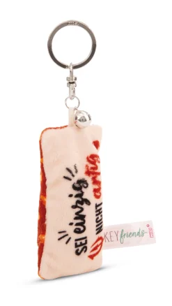 Keyholder mini plush cushion "Sei einzig nicht artig" w. bell