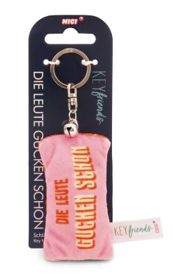 Keyholder mini plush cushion "Die Leute gucken schon" w. bell