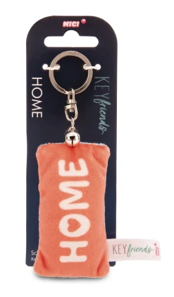 Keyholder mini plush cushion "Home" w. bell