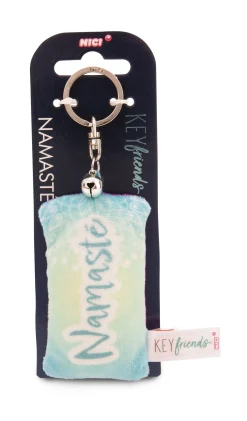 Keyholder mini plush cushion "Namasté" w. bell