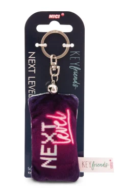 Keyholder mini plush cushion "Next level" w. bell
