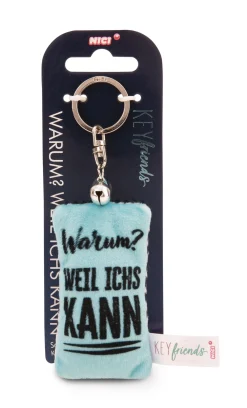 Keyholder mini plush cushion "Warum? Weil ichs kann" w. bell