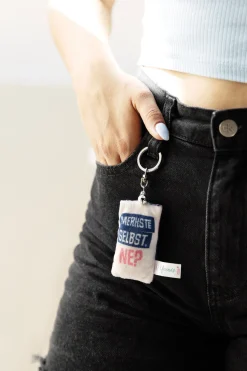 Keyholder mini plush cushion "Merkste selbst, ne?" w. bell