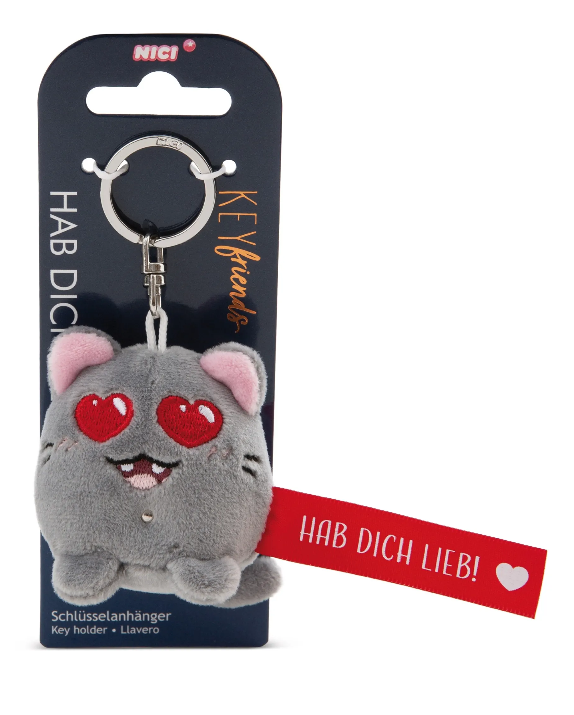 Keyholder Red cat "Hab dich lieb!"