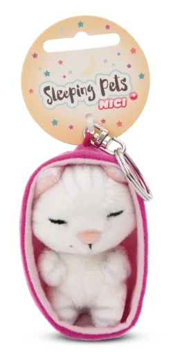 Keyholder Sleeping Pets White striped Cat NICI GREEN