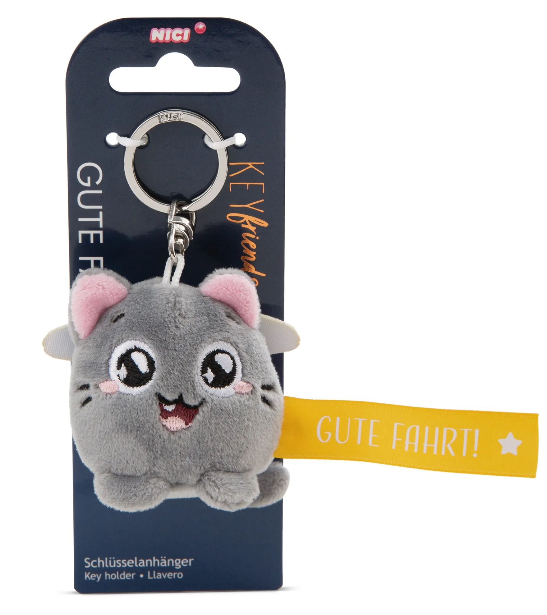 Keyholder Yellow cat "Gute Fahrt"