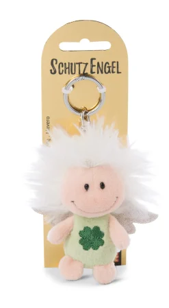 Keyring guardian angel with symbol cloverleaf