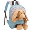 Light blue Backpack with soft toy rabbit