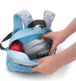 Light blue Backpack with soft toy rabbit