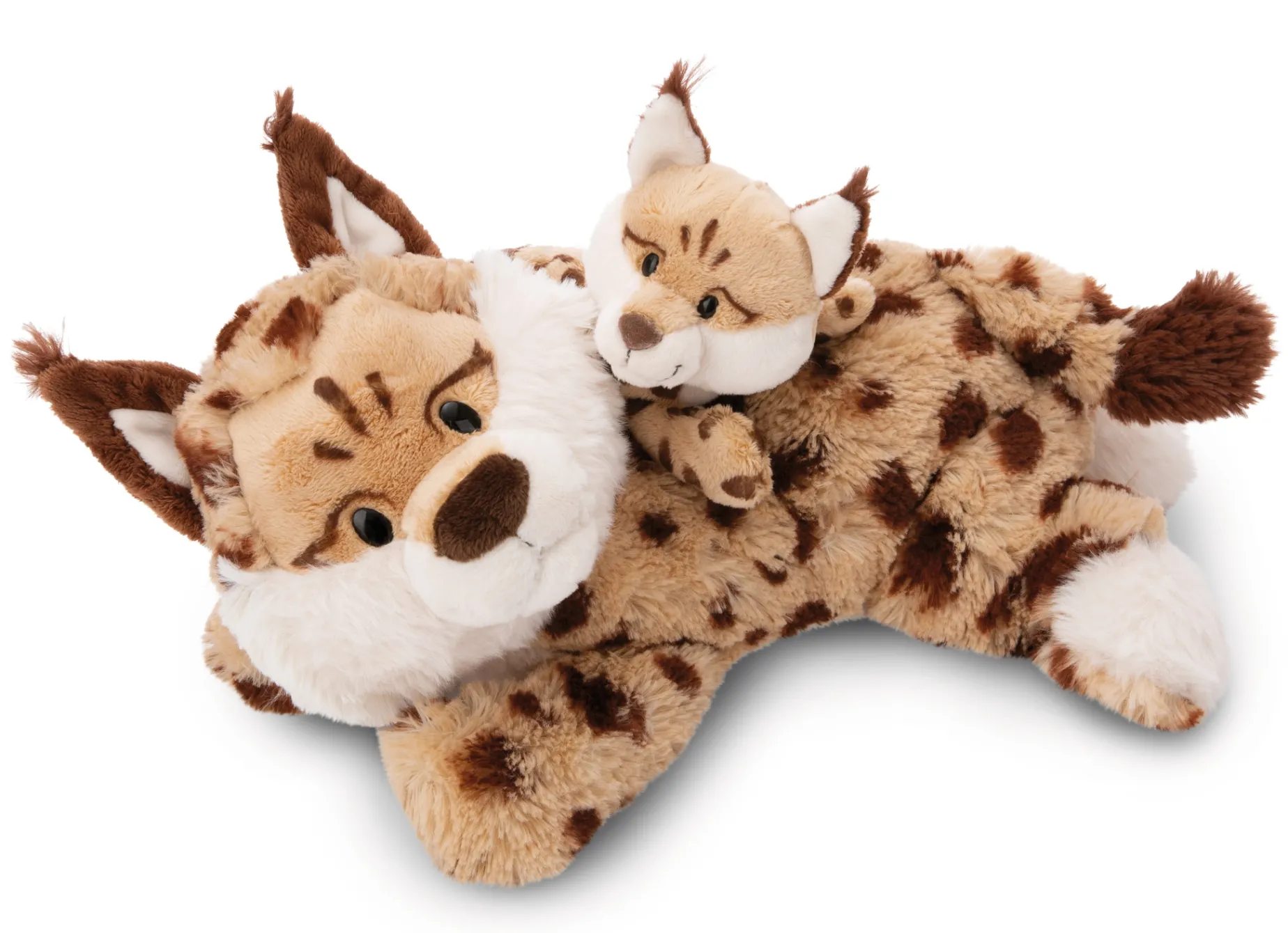 Lying Soft Toy Lynx Mum & Kid NICI GREEN