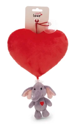 Plush Heart w/Soft Toy Love Elephant dark grey & Suction Cup NICI GREEN