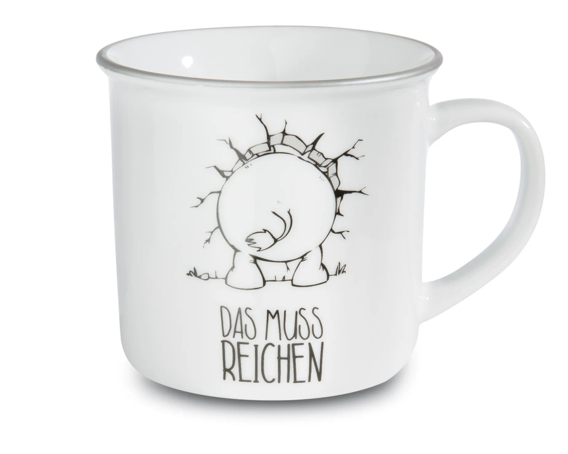 Porcelain mug metallic 'Ich bin hier, das muss reichen'