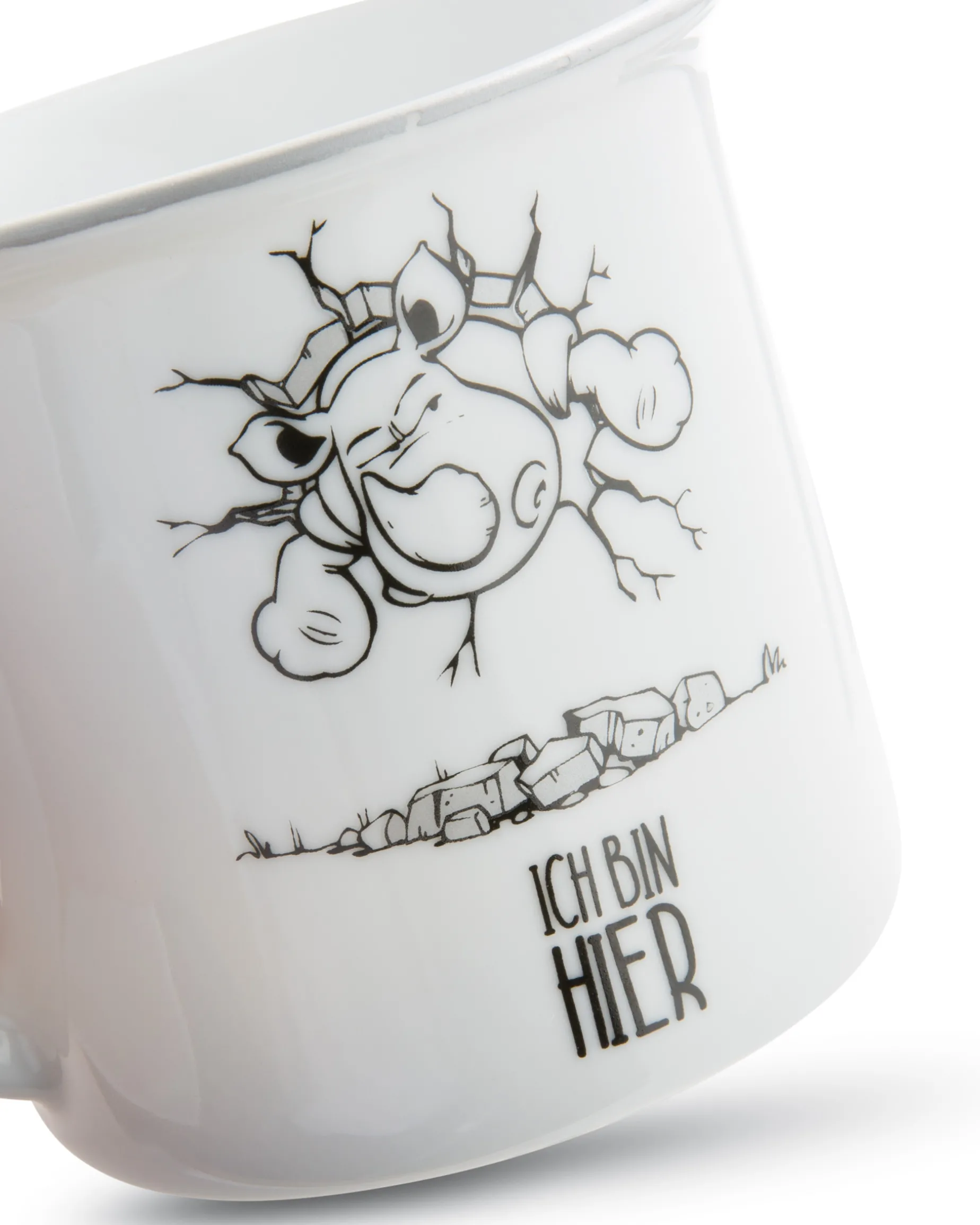 Porcelain mug metallic 'Ich bin hier, das muss reichen'