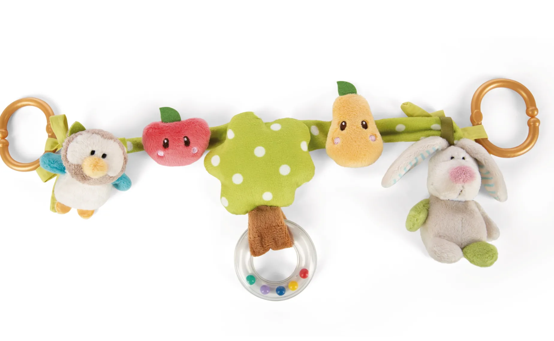 Pram rattle chain Rabbit and Owl