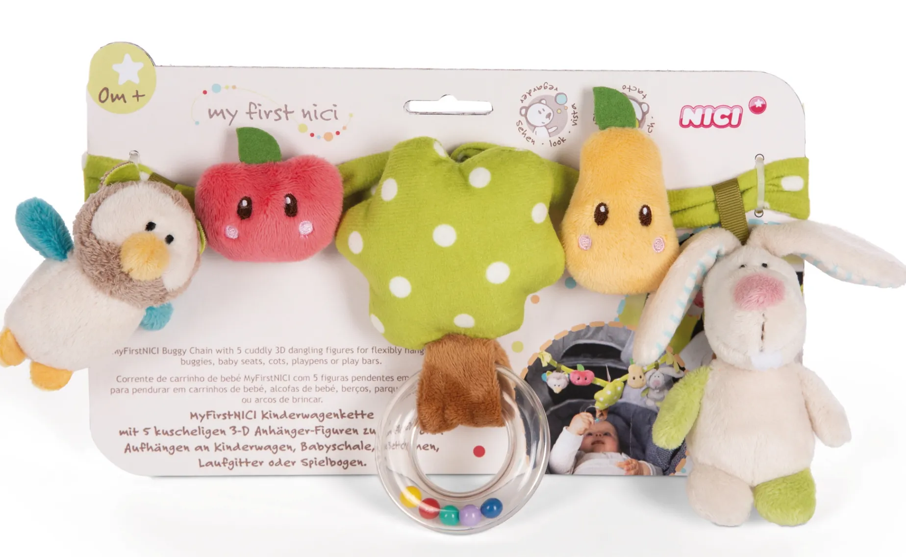 Pram rattle chain Rabbit and Owl