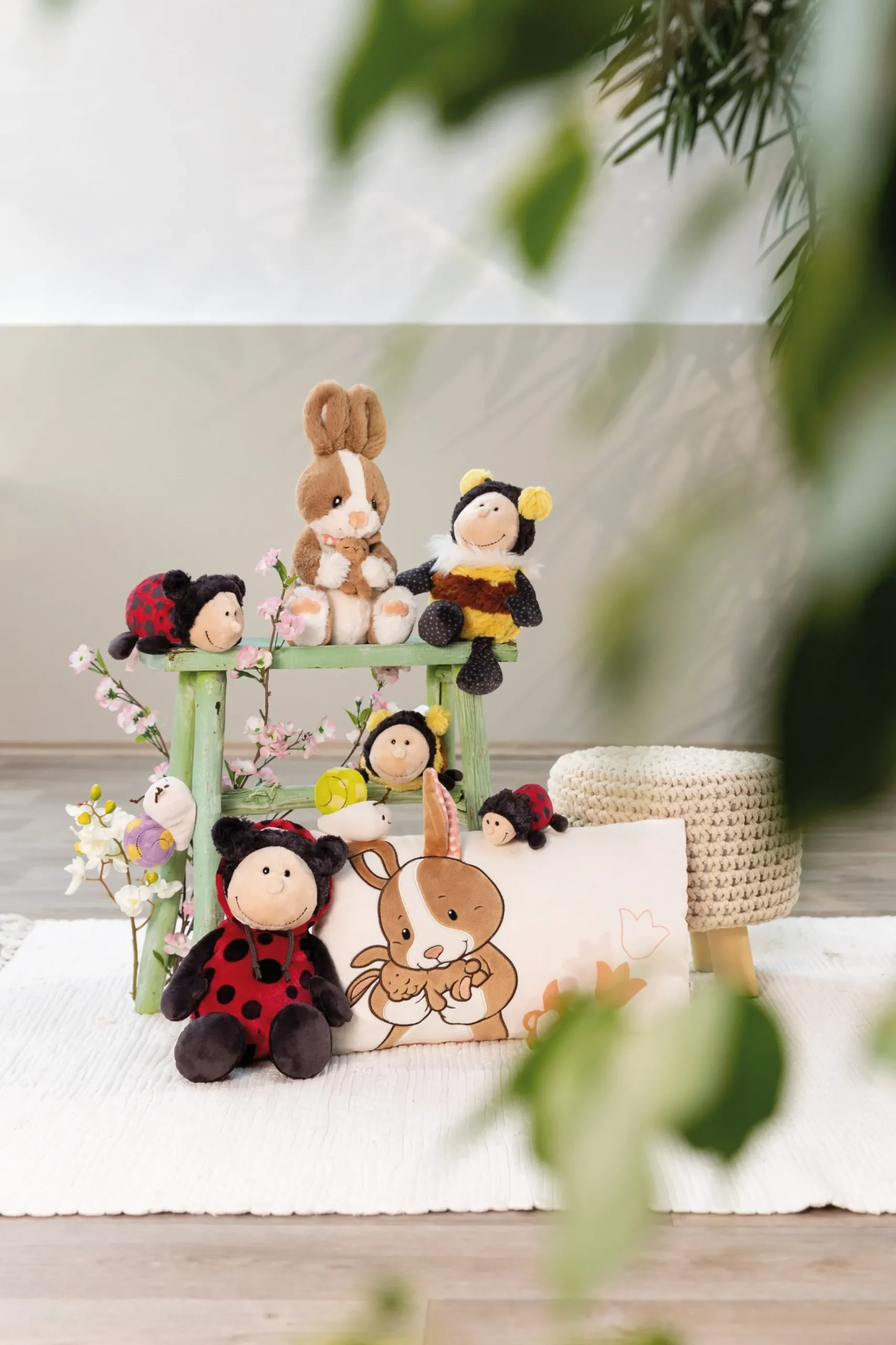 Rechteckiges Kissen Hase & Kind Hopsala NICI GREEN