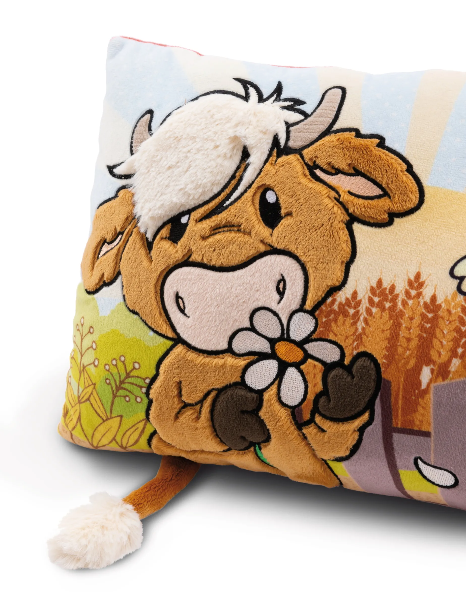 Rectangular Cushion Highland Cattle McMooray & Chick Eggwina GREEN