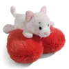 Soft Toy Cat lying on heart NICI GREEN