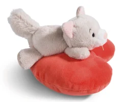 Soft Toy Cat lying on heart NICI GREEN
