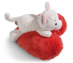Soft Toy Cat lying on heart NICI GREEN